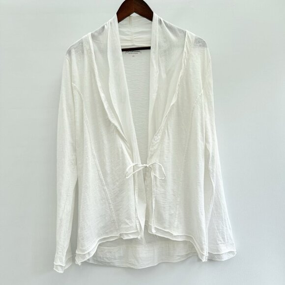 White Cotton Cardigan long sleeves size large - Picture 1 of 11